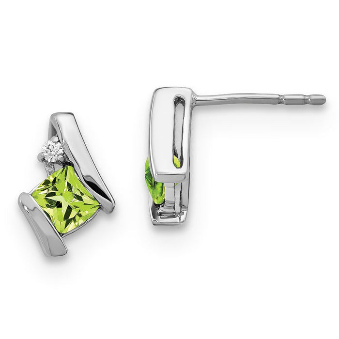 Buy Exclusive 10K White Gold Peridot & Diamond Earrings - Stylish Luxury-1