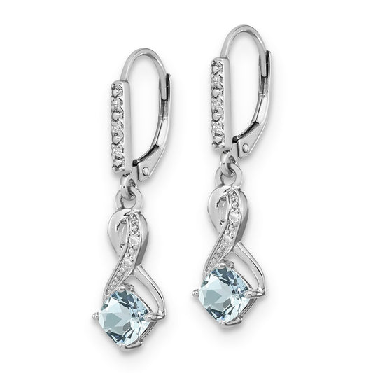 Shop Stylish Sterling Silver Aquamarine & Diamond Drop Earrings - 14K Luxury