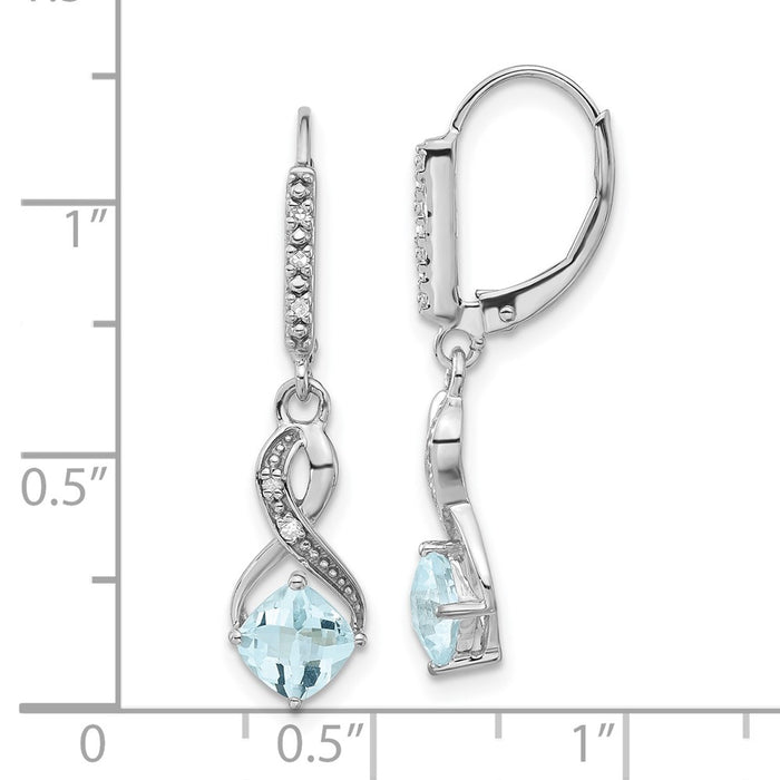 Shop Stylish Sterling Silver Aquamarine & Diamond Drop Earrings - 14K Luxury-3