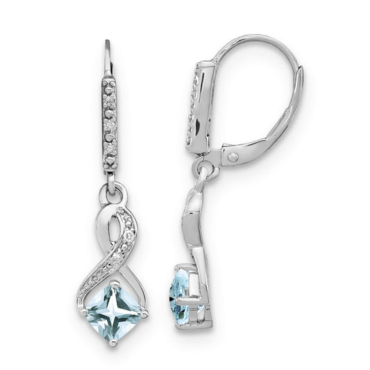 Shop Stylish Sterling Silver Aquamarine & Diamond Drop Earrings - 14K Luxury