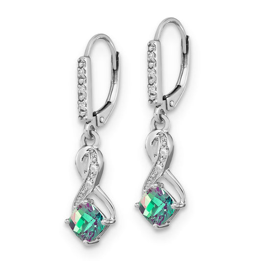 Buy Exclusive Sterling Silver Leverback Dangle Earrings with Alexandrite & Diamonds - Luxury Value!