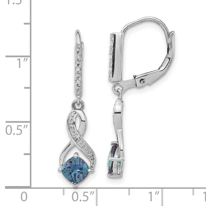 Buy Exclusive Sterling Silver Leverback Dangle Earrings with Alexandrite & Diamonds - Luxury Value!-3