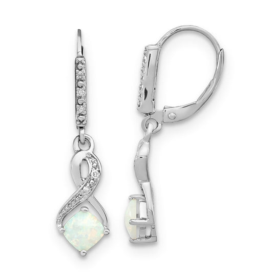 Exclusive Sterling Silver Opal & Diamond Dangle Earrings | Stylish Design