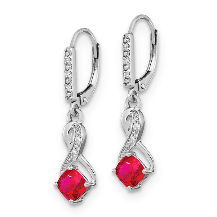 Shop Exclusive Sterling Silver Dangle Earrings with Ruby & Diamond Accents-2