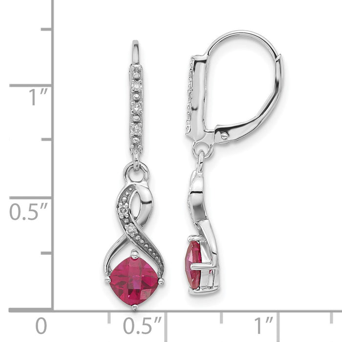 Shop Exclusive Sterling Silver Dangle Earrings with Ruby & Diamond Accents-3