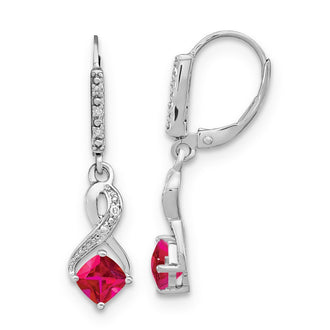 Shop Exclusive Sterling Silver Dangle Earrings with Ruby & Diamond Accents