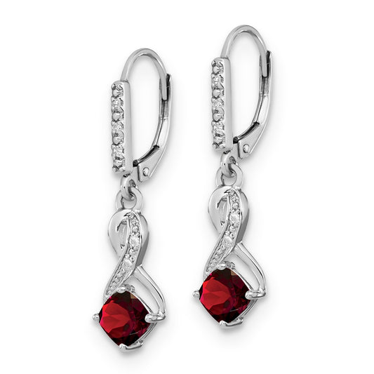 Buy Exclusive Sterling Silver Garnet & Diamond Drop Earrings - Stylish Elegance