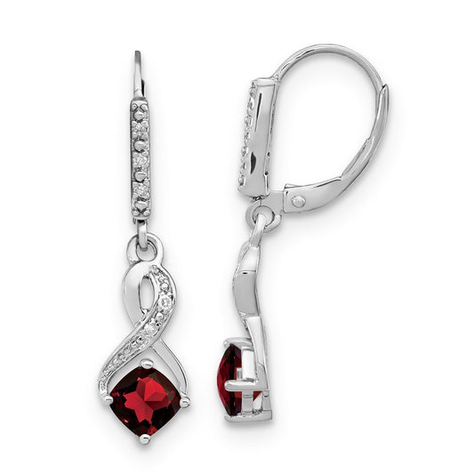 Buy Exclusive Sterling Silver Garnet & Diamond Drop Earrings - Stylish Elegance