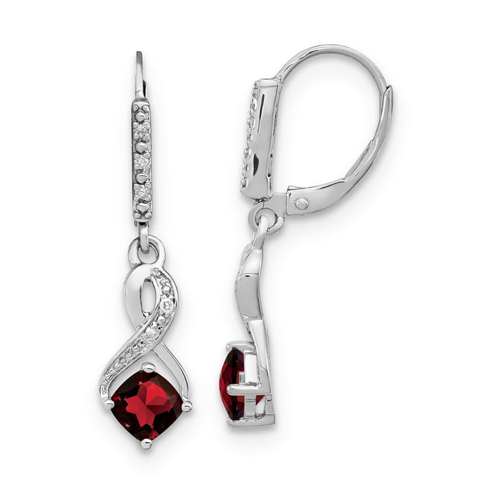 Buy Exclusive Sterling Silver Garnet & Diamond Drop Earrings - Stylish Elegance-1