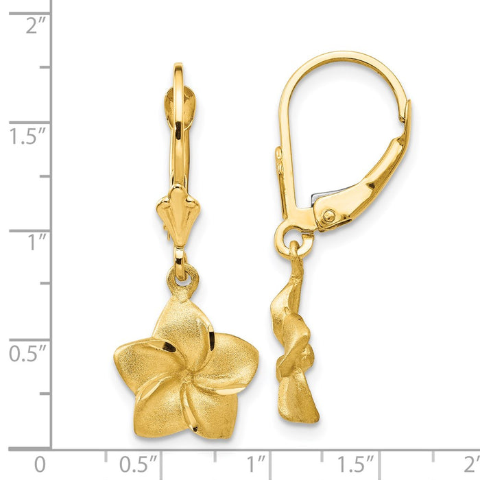 Buy Exclusive 14K Satin Finish Plumeria Dangle Earrings - Stylish & Affordable!-4