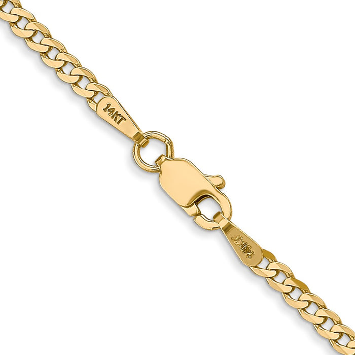 Shop 14K Gold 28-Inch Flat Beveled Curb Chain, Stylish 2.2mm Design!-3