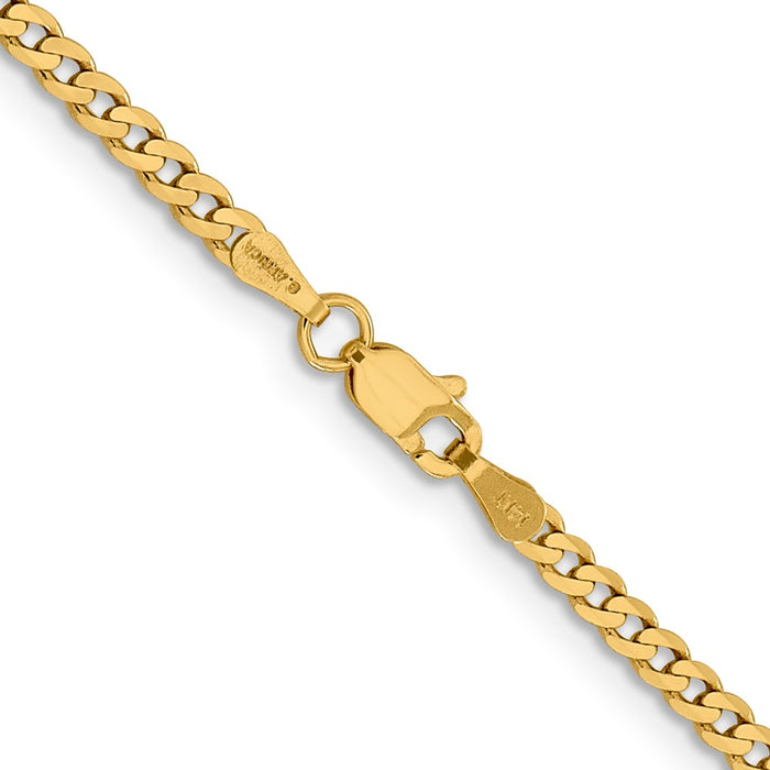 Shop 14K Gold 28-Inch Flat Curb Chain - Stylish 2.3mm Lobster Clasp Design-3