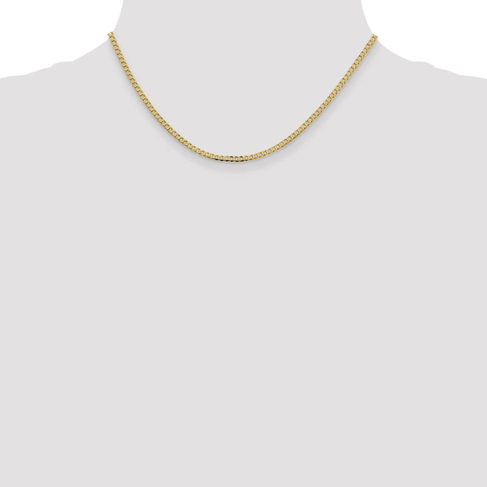 Shop 14K Gold 16-Inch Flat Beveled Curb Chain - Stylish 2.3mm Luxury Design-4