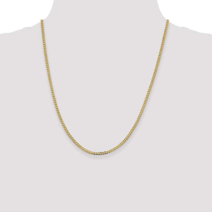 Shop 14K Gold 22-Inch Flat Beveled Curb Chain, 2.3mm, Stylish Lobster Clasp-4