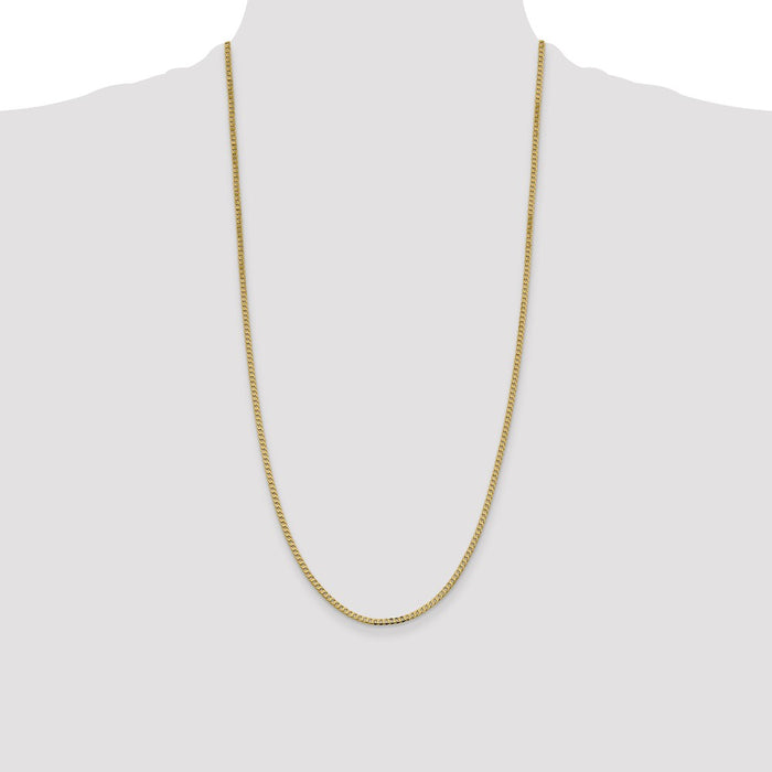 Shop 14K Gold 28-Inch Flat Curb Chain - Stylish 2.3mm Lobster Clasp Design-4
