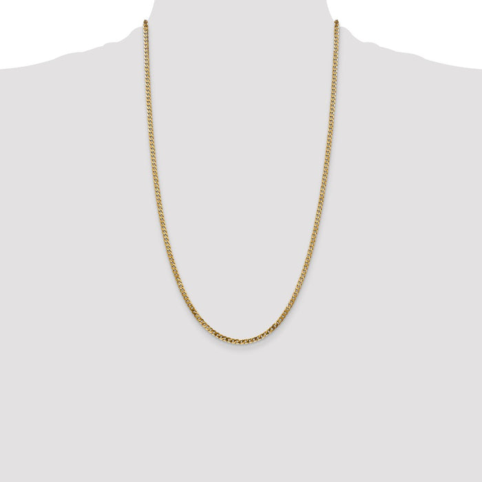 Buy 14K Gold 26-Inch 2.9mm Flat Beveled Curb Chain - Stylish Lobster Clasp-4