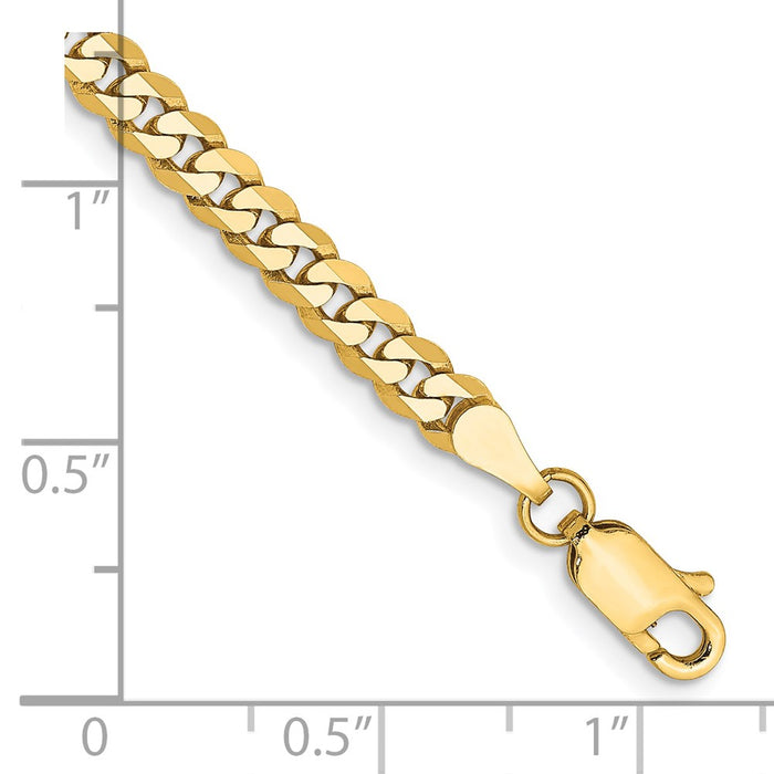 Shop 14K Gold 9-Inch Flat Beveled Curb Chain - Stylish 3.9mm Lobster Clasp-2