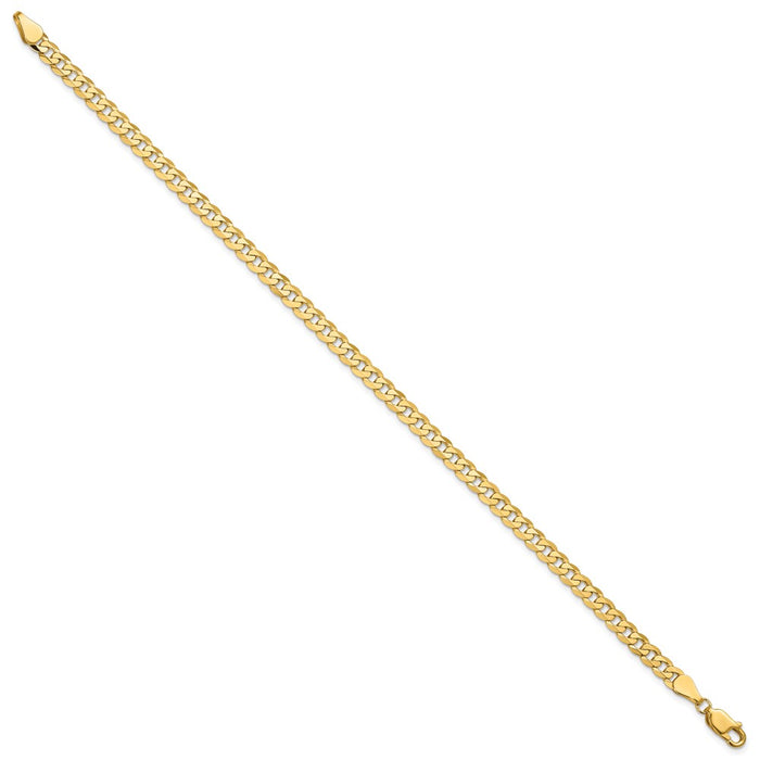 Buy Stylish 14K Gold 7-Inch Flat Beveled Curb Bracelet - Lightweight & Elegant-2