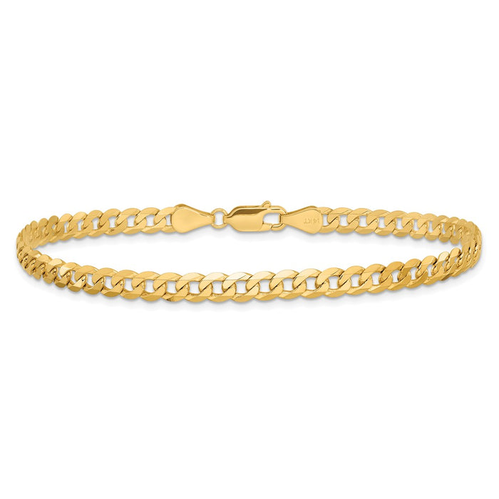 Buy Stylish 14K Gold 7-Inch Flat Beveled Curb Bracelet - Lightweight & Elegant-3