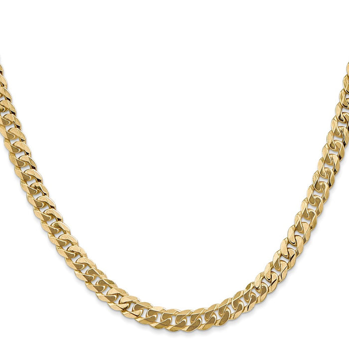 High-Quality 14K Gold 24-Inch 5.75mm Curb Chain - Stylish Lobster Clasp-2