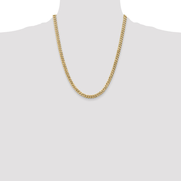 High-Quality 14K Gold 22-Inch 5.75mm Beveled Curb Chain - Stylish Luxury!-4
