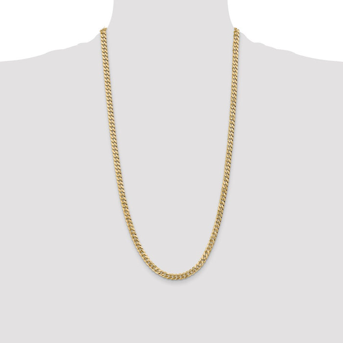 Buy 14K Gold 28-Inch 5.75mm Stylish Flat Beveled Curb Chain, Lobster Clasp-4