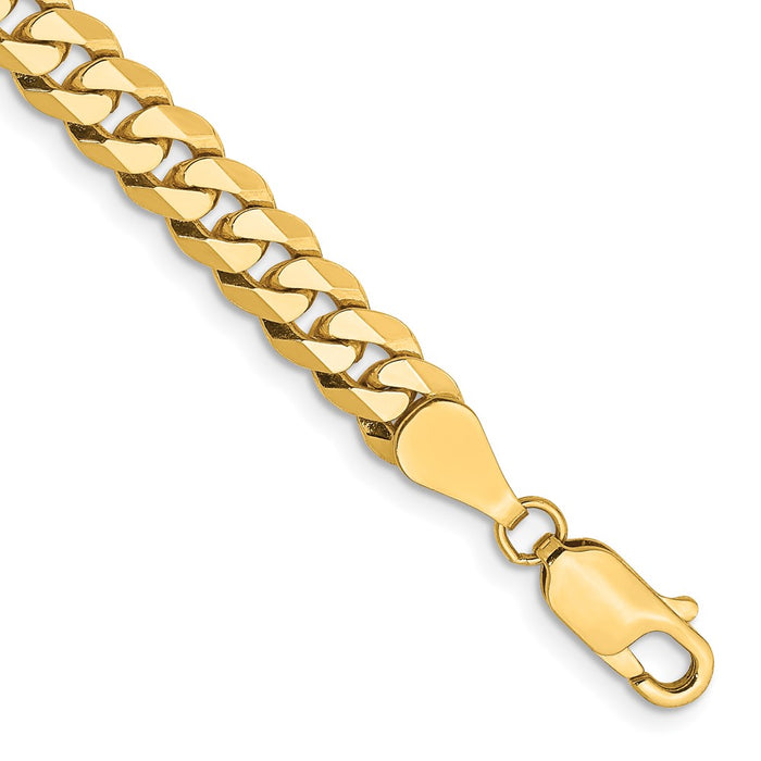 Buy Stylish 14K Gold 7-Inch Flat Beveled Curb Bracelet - 5.75mm Links-1