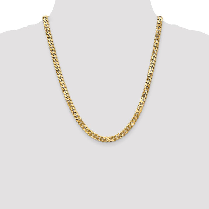 Shop Stylish 14K Gold 22-Inch 6.25mm Flat Beveled Curb Chain - Luxury Accessory-4