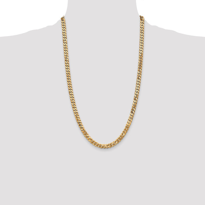 Shop Stylish 14K Gold 26-Inch Flat Beveled Curb Chain - 6.25mm Luxury Design-4