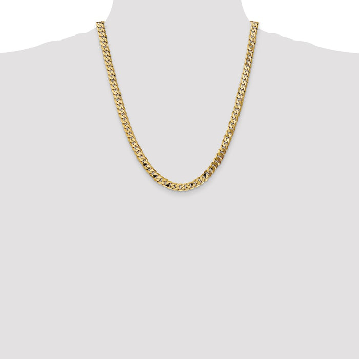 Buy 14K Gold 22-Inch Beveled Curb Chain - Stylish 7.25mm Links & Clasp-4