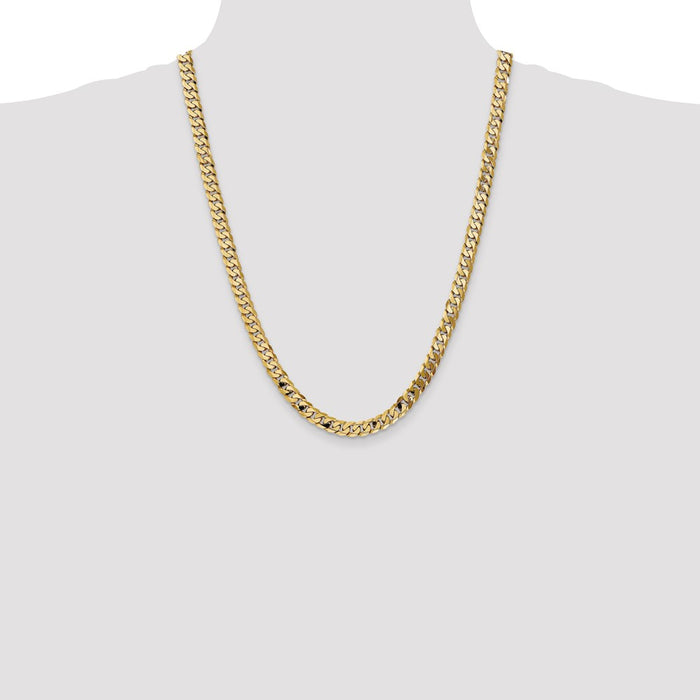 Shop Exclusive 14K Gold 24-Inch 7.25mm Flat Beveled Curb Chain - Stylish Luxury-4