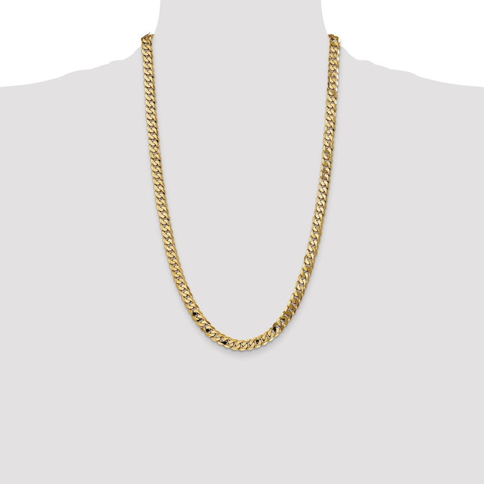 Shop 14K Gold 26-Inch 7.25mm Flat Beveled Curb Chain - Stylish Luxury Accessory-4