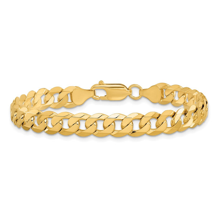 Shop Stylish 14K Gold 7-Inch Flat Beveled Curb Bracelet - 7.25mm Width-2