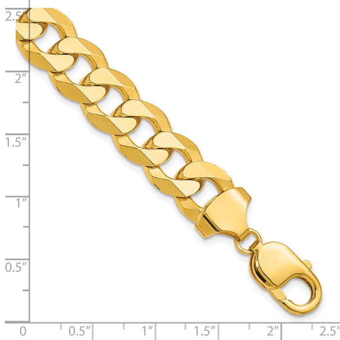 High-Quality 14K Gold 12mm Flat Beveled Curb Chain - Stylish Luxury Jewelry-3