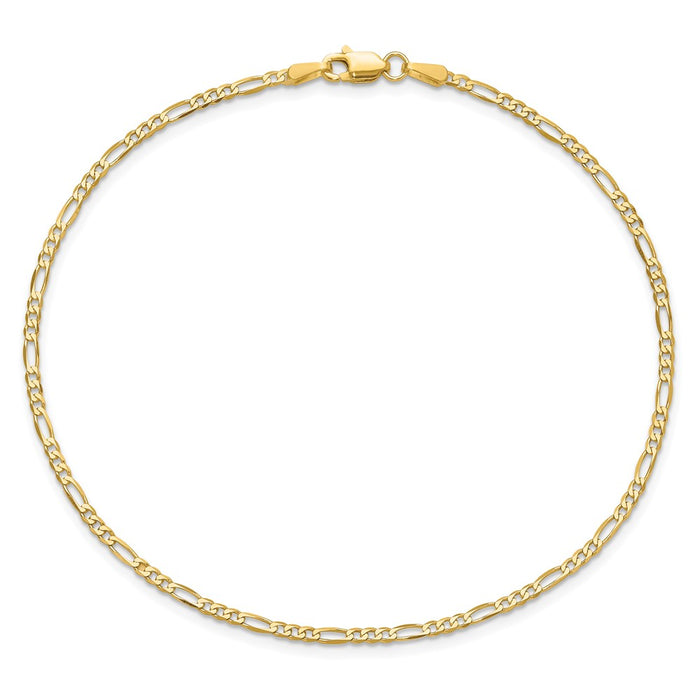Buy Stylish 14K Gold 8-Inch Flat Figaro Bracelet - 1.8mm Luxury Design-4