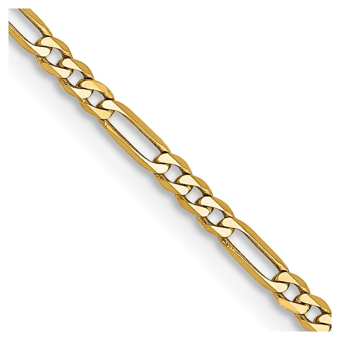 Shop 14K Gold 18-Inch Flat Figaro Chain, 1.8mm - Stylish & Affordable Luxury!-1