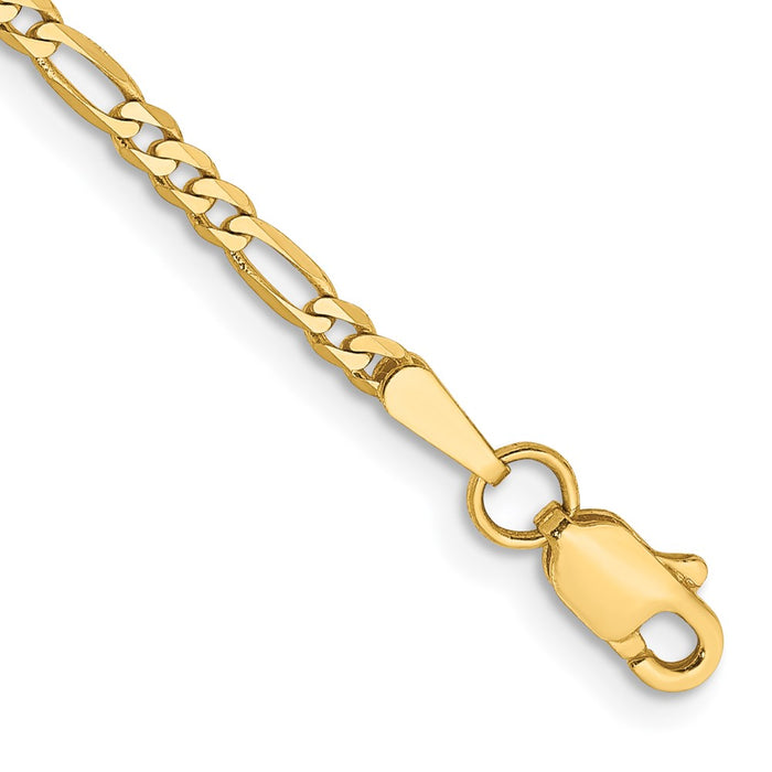 Buy Luxury 14K Gold 8-Inch Flat Figaro Bracelet - 2.25mm Links, Stylish Clasp-1
