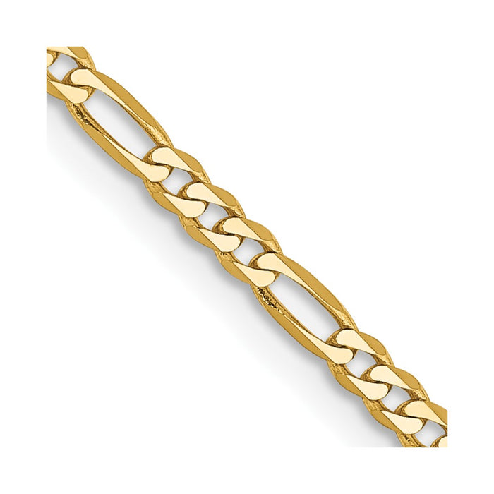 Buy 14K Gold Flat Figaro Chain 16-Inch 2.25mm - Stylish & Affordable Jewelry-1