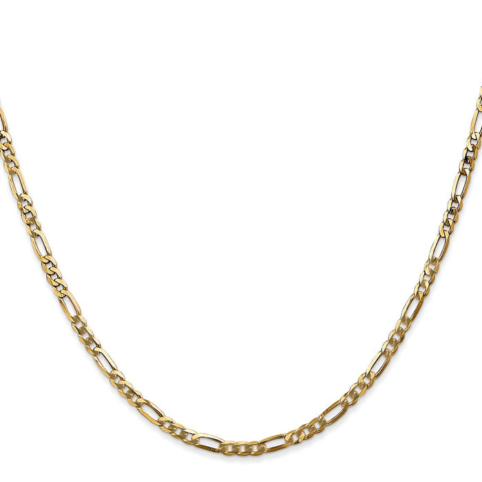 Shop 14K Gold 22-Inch Flat Figaro Chain, 2.75mm, Stylish Lobster Clasp-2