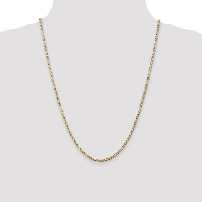 Shop Stylish 14K Gold 24-Inch Flat Figaro Chain - 2.75mm, Luxury Lobster Clasp-4