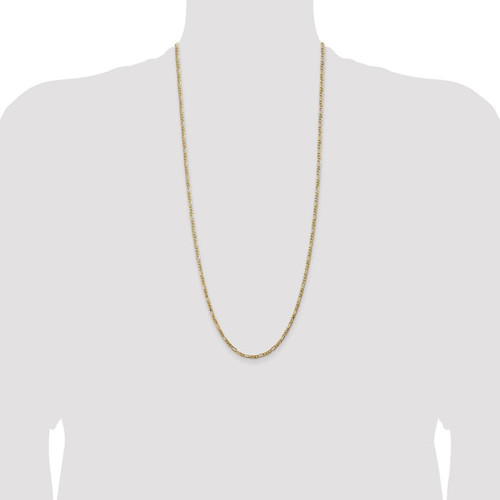 Exclusive 30-Inch 3mm Flat Figaro Chain in 14K Gold - Stylish & Affordable-4