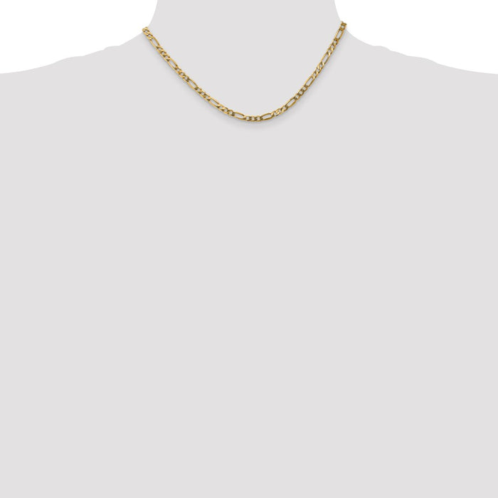 Buy 14K Gold 16-Inch Flat Figaro Chain - Stylish 4mm Design, Luxury Value!-4