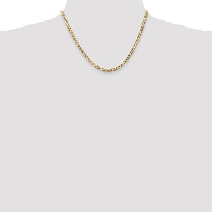 Buy Stylish 14K Gold 18-Inch Flat Figaro Chain - 4mm, Affordable Luxury!-4
