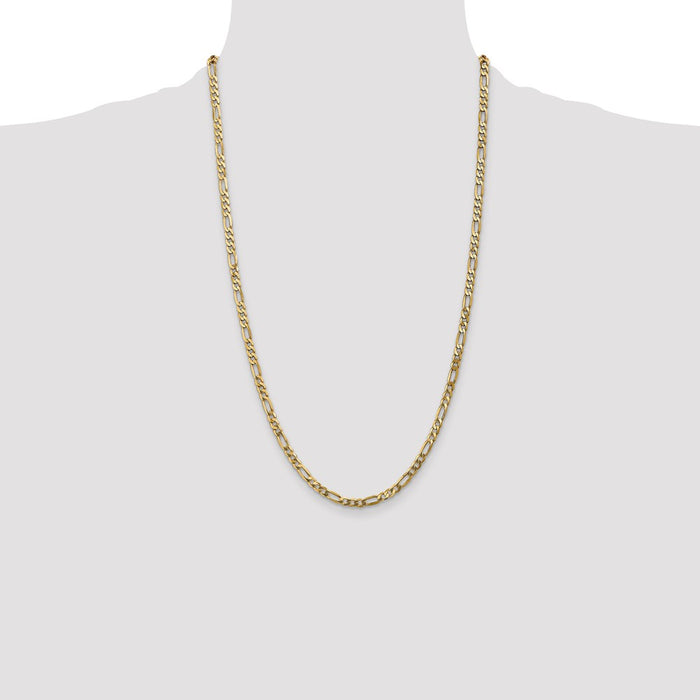 Buy Stylish 14K Gold 26-Inch 4mm Flat Figaro Chain - Luxury Lobster Clasp-4