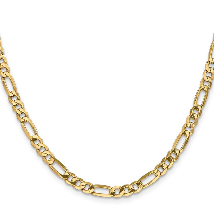Exclusive 14K Gold 22-Inch 4.75mm Flat Figaro Chain - Stylish & Durable!-2