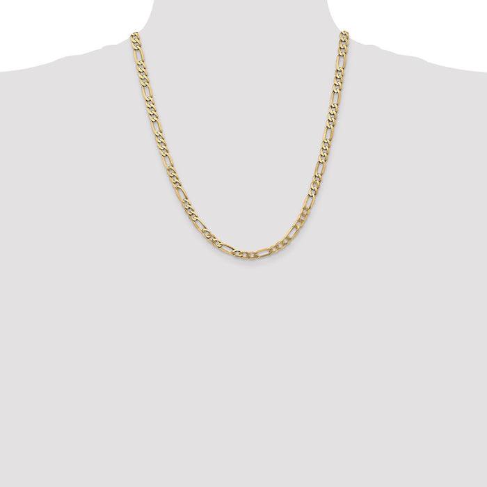 High-Quality 14K Gold 22-Inch Flat Figaro Chain 5.25mm - Stylish Luxury Piece-4