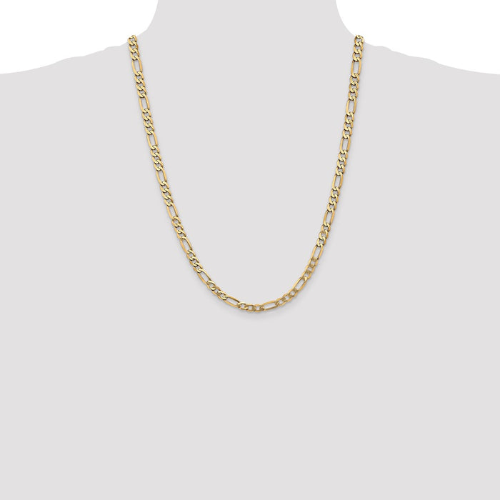 Shop Stylish 14K Gold 24-Inch Flat Figaro Chain - 5.25mm, Luxury Design!-4