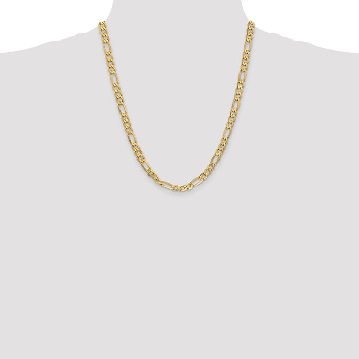 Buy 14K Gold Flat Figaro Chain 22" 6.25mm - Stylish Luxury Accessory-4
