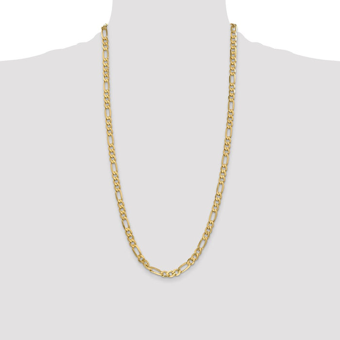 Buy Luxury 14K Gold 28-Inch Flat Figaro Chain - 6.25mm, Stylish Clasp-4