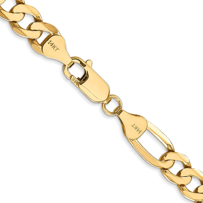 Shop Exclusive 14K Gold 22-Inch 7mm Flat Figaro Chain - Stylish & Durable!-3